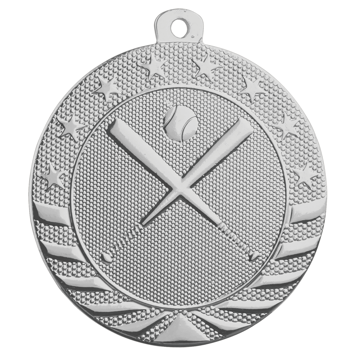 Bright Silver 2" Baseball/Softball Starbrite Medal