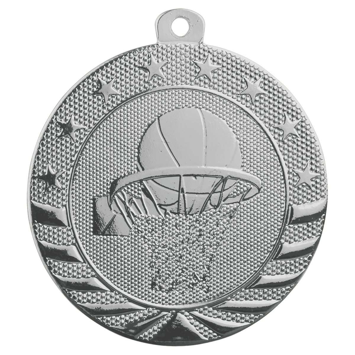 Bright Silver 2" Basketball Starbrite Medal