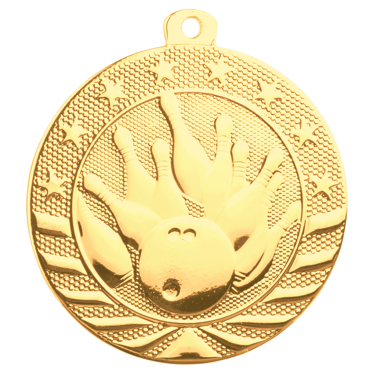 Bright Gold 2" Bowling Starbrite Medal