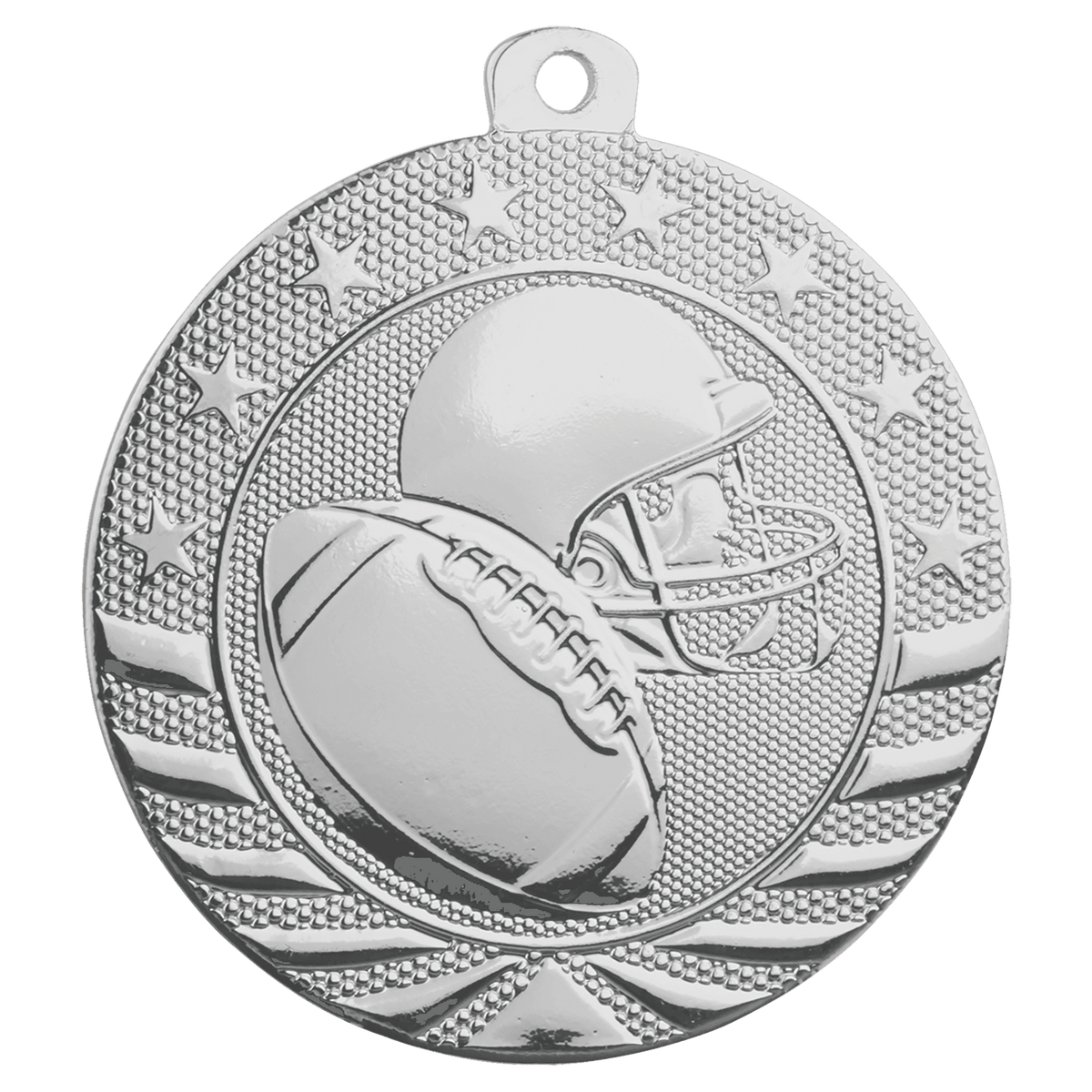 Bright Silver 2" Football Starbrite Medal