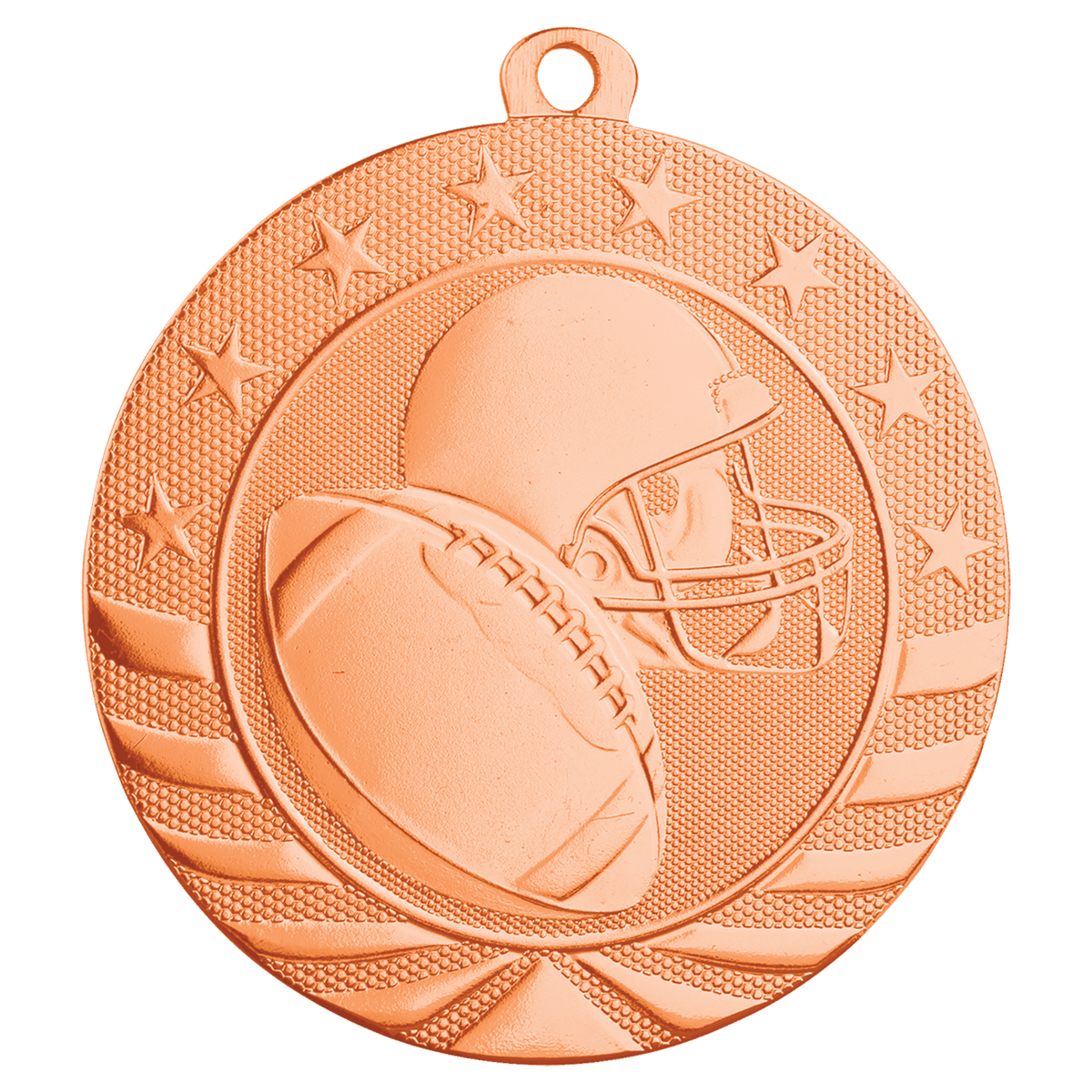 Bright Bronze 2 3/4" Football Starbrite Medal