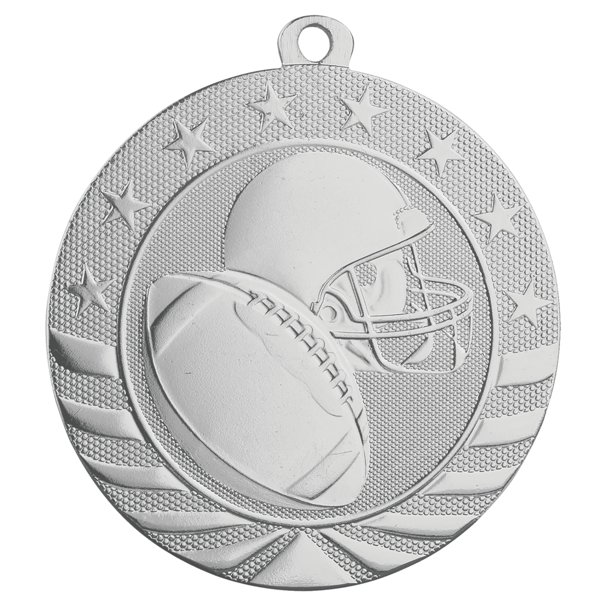 Bright Silver 2 3/4" Football Starbrite Medal