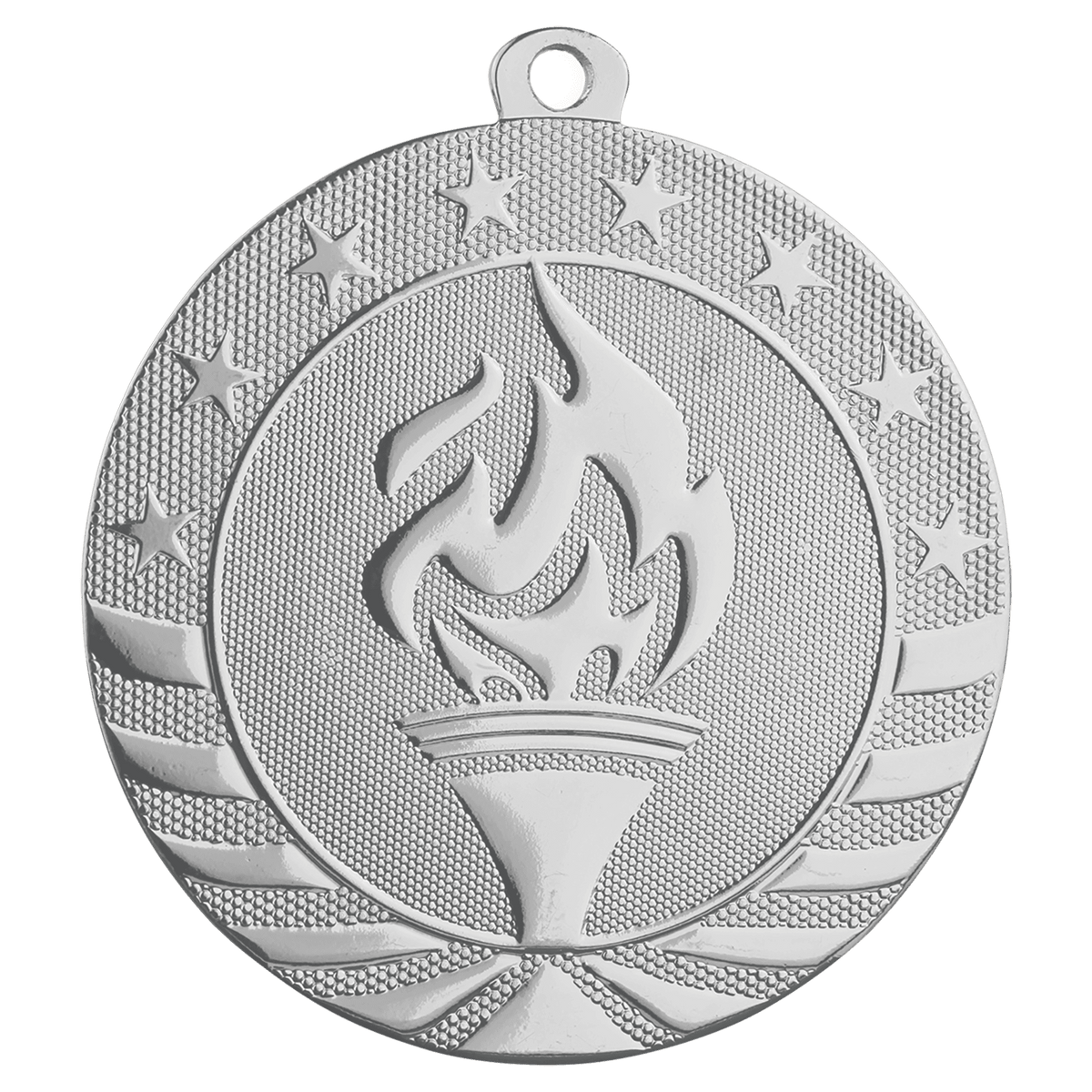 Bright Silver 2 3/4" Torch Starbrite Medal