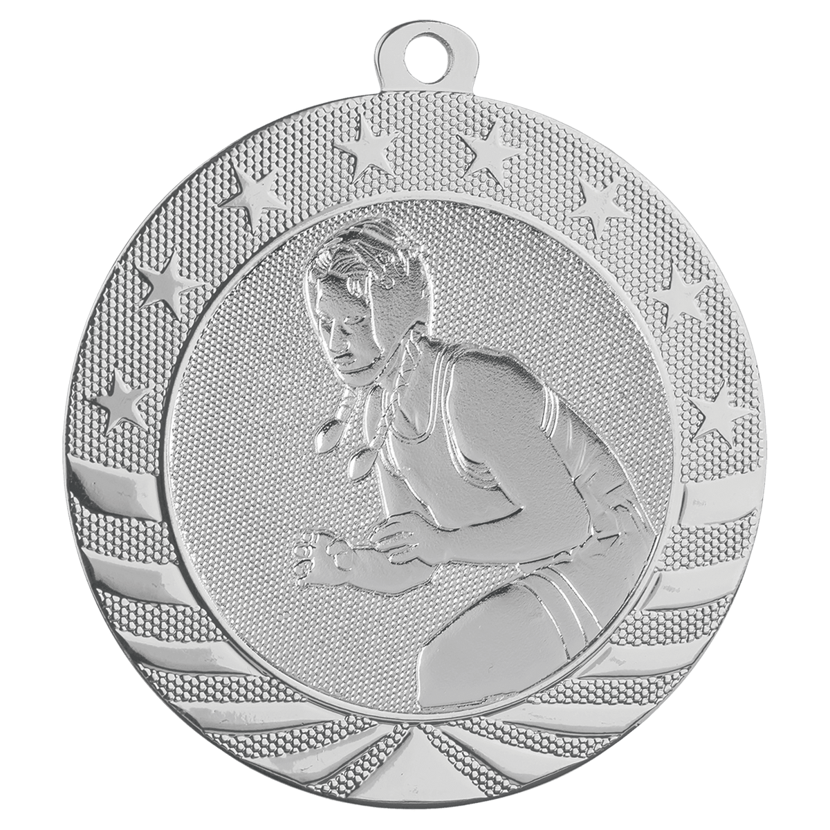Bright Silver 2 3/4" Female Wrestling Starbrite Medal