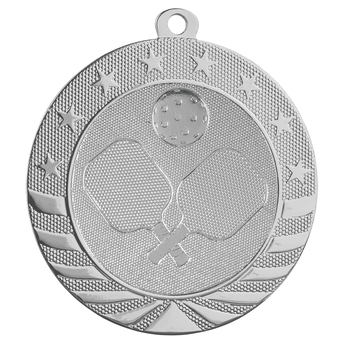 Bright Silver 2 3/4" Pickleball Starbrite Medal