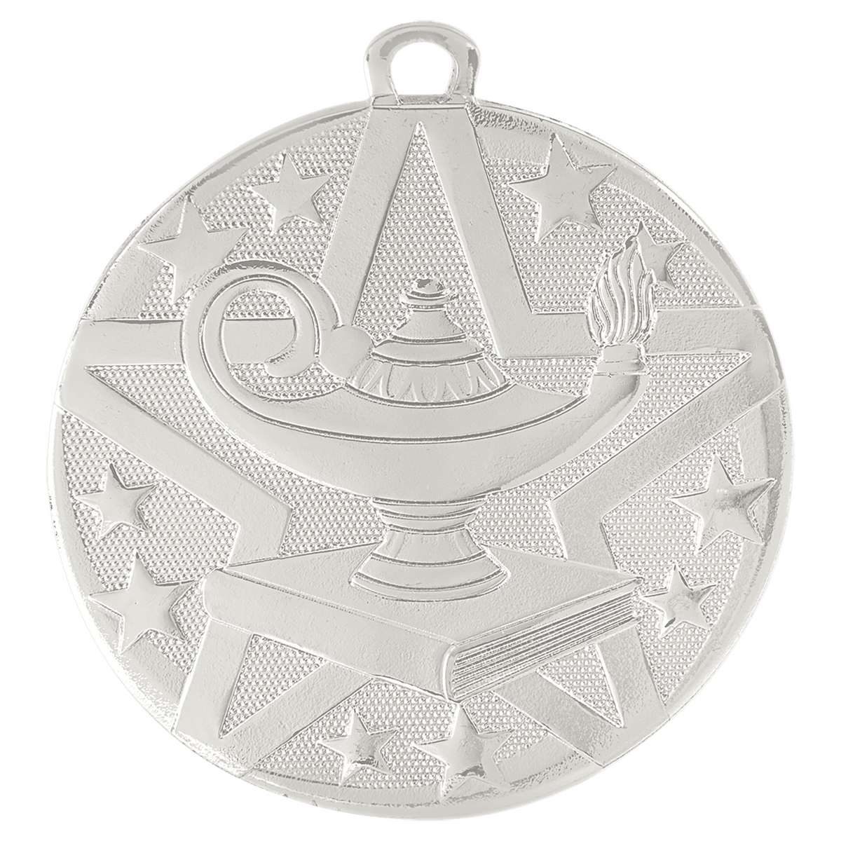 Silver 2" Superstar Lamp of Knowledge Medal