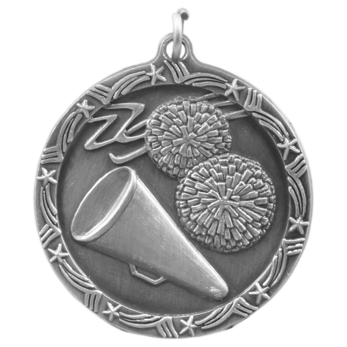 Antique Silver 1 3/4" Cheer Shooting Star Medal
