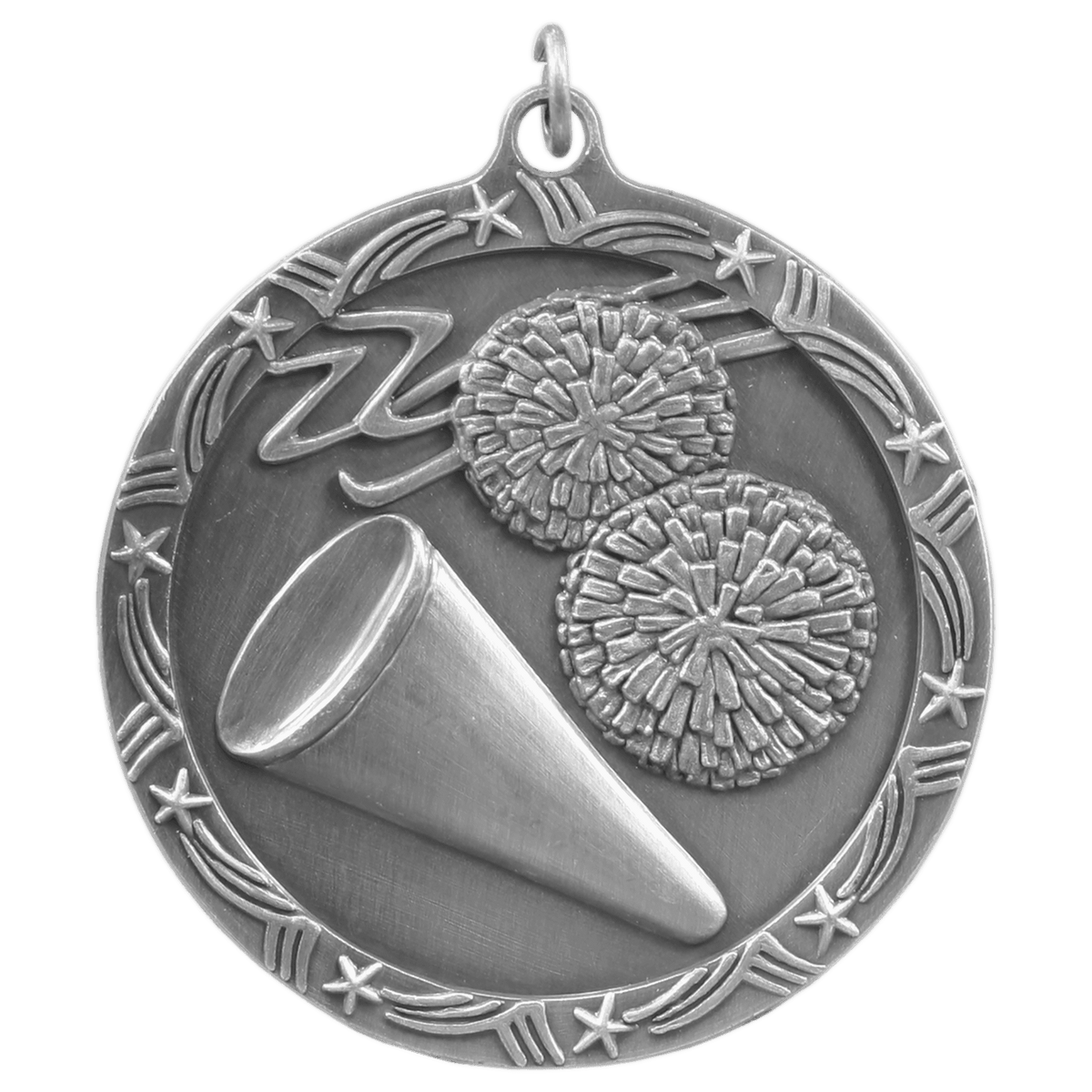 Antique Silver 2 1/2" Cheer Shooting Star Medal