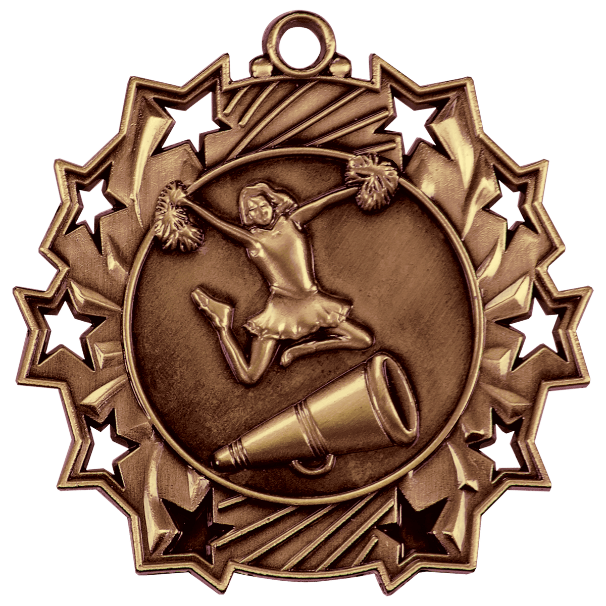 Antique Bronze 2 1/4" Cheer Ten Star Medal