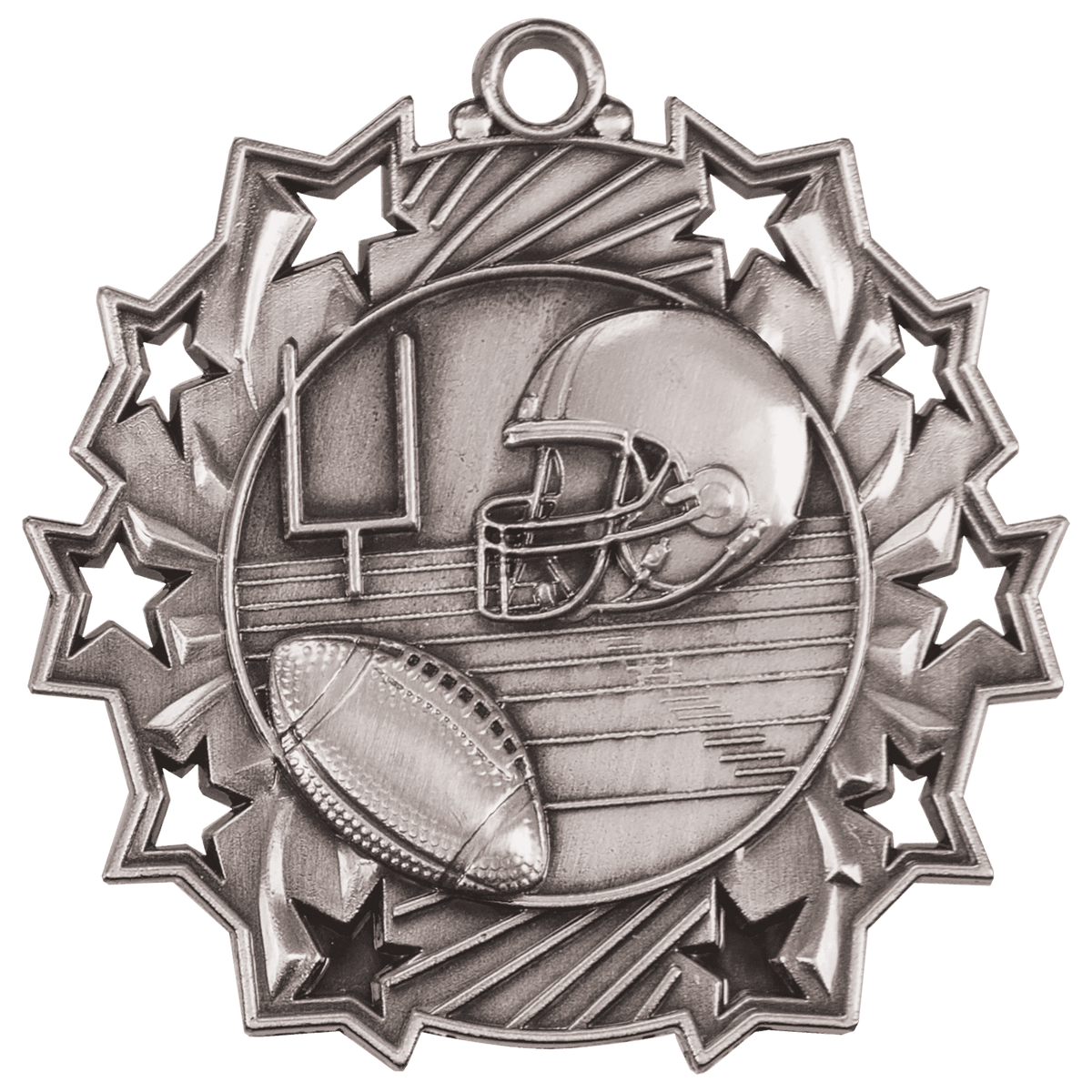 Antique Silver 2 1/4" Football Ten Star Medal