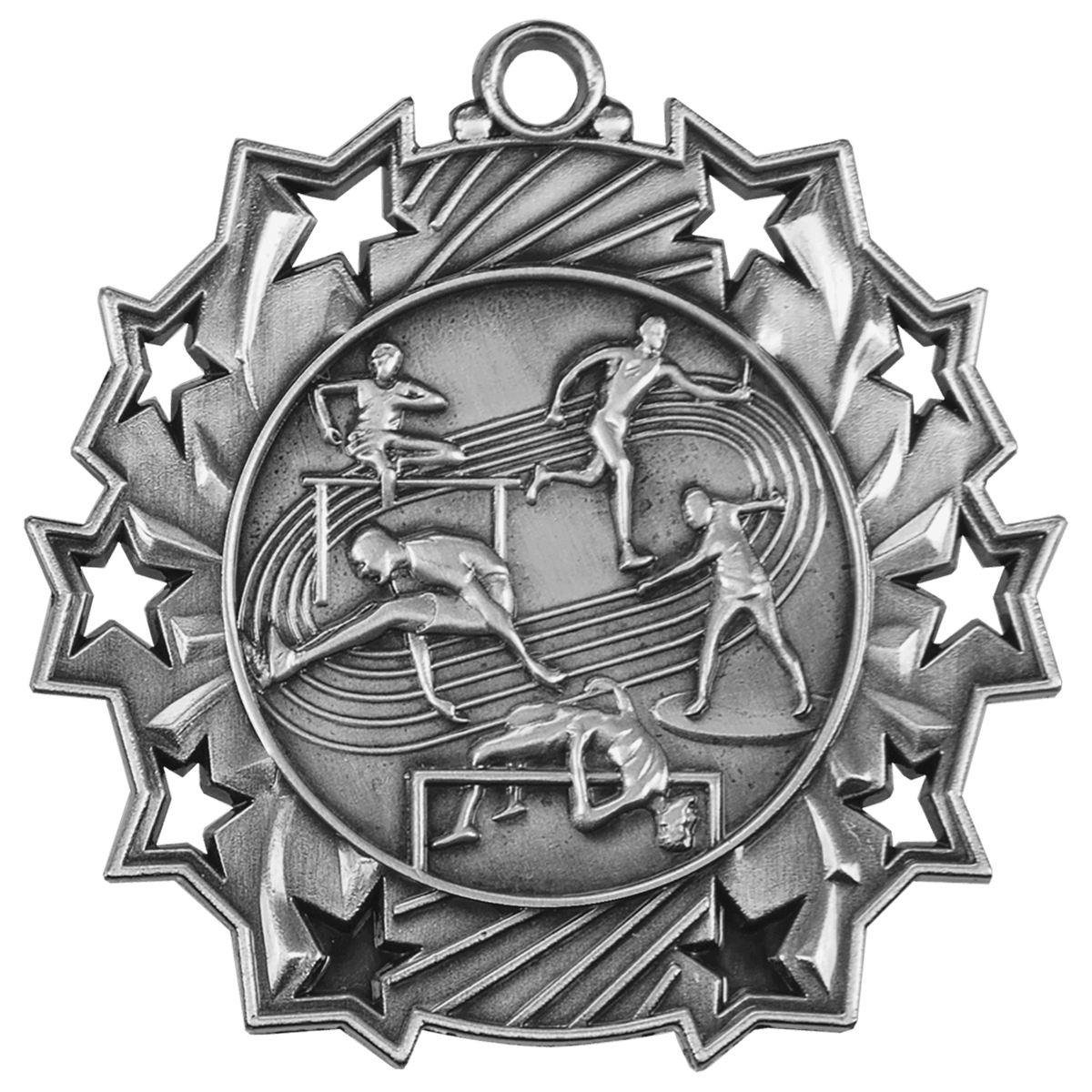 Antique Silver 2 1/4" Track & Field Ten Star Medal