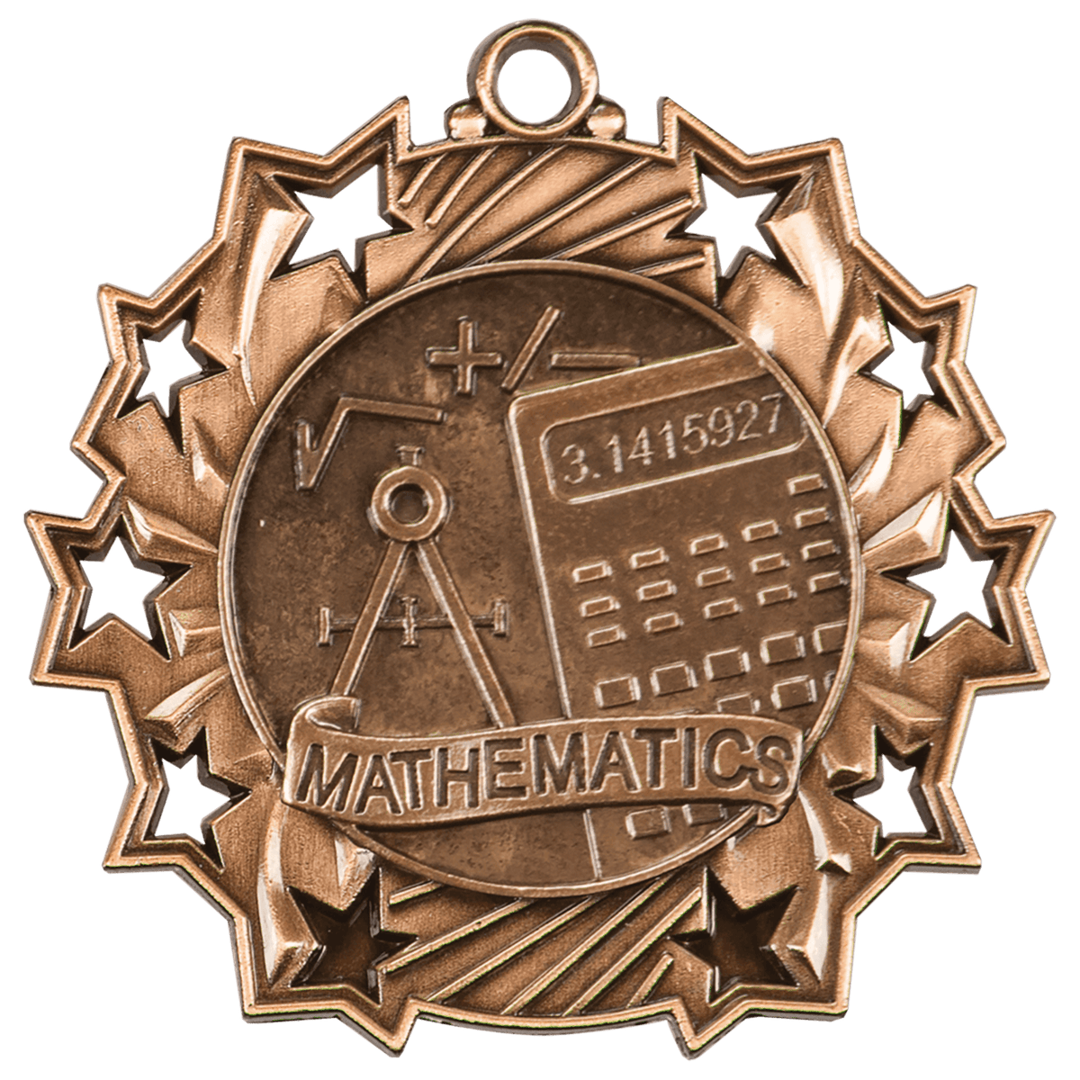 Antique Bronze 2 1/4" Math Ten Star Medal