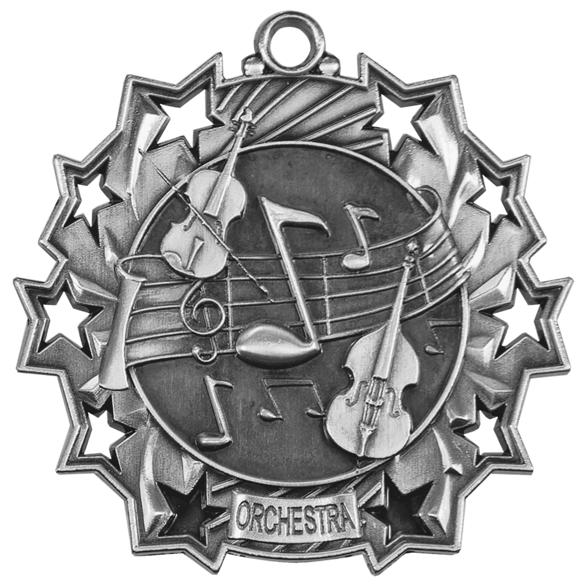 Antique Silver 2 1/4" Orchestra Ten Star Medal