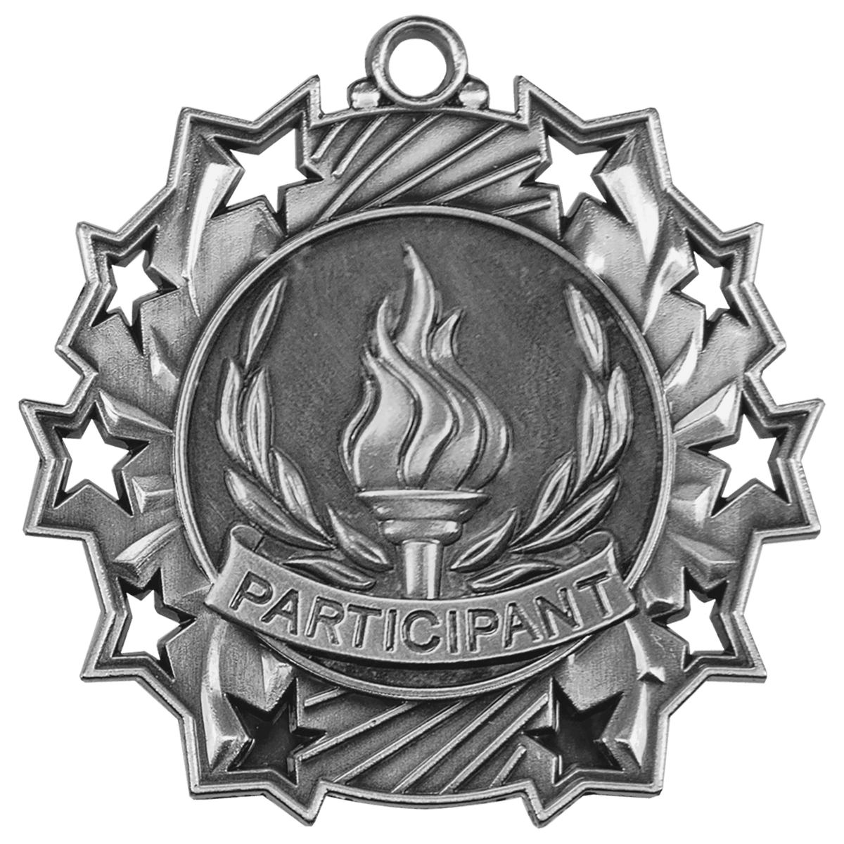 Antique Silver 2 1/4" Participant Ten Star Medal