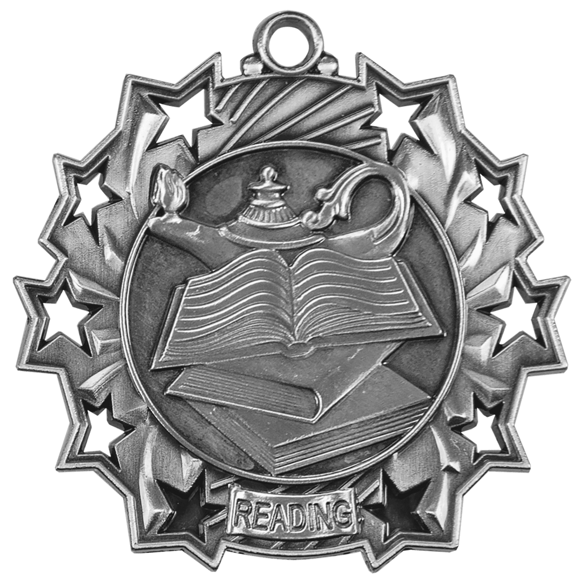 Antique Silver 2 1/4" Reading Ten Star Medal