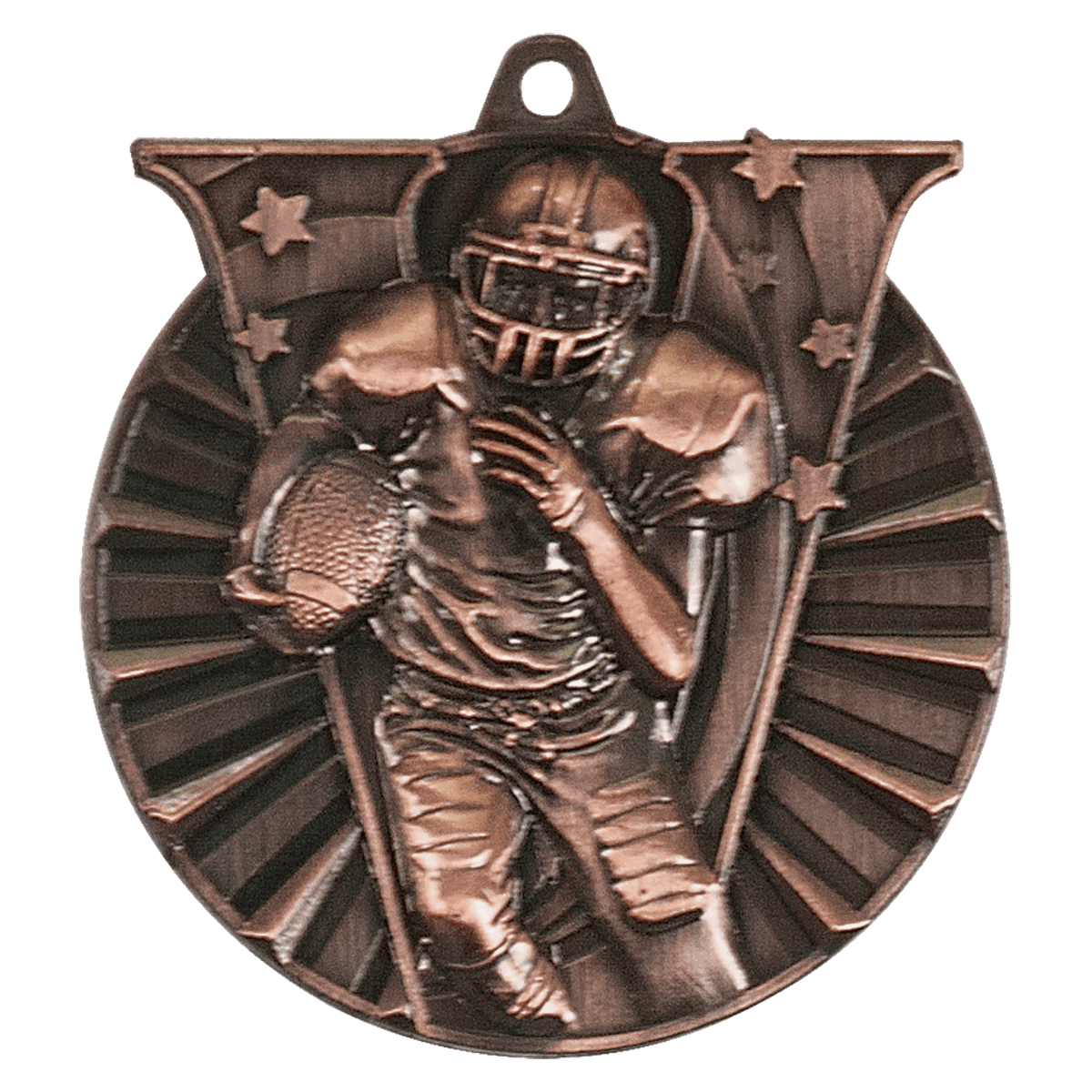 Antique Bronze 2" Football Victory Medal