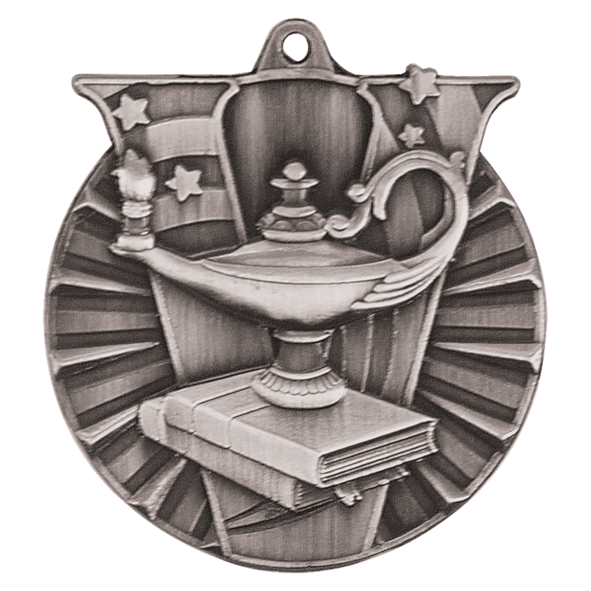 Antique Silver 2" Lamp of Knowledge Victory Medal