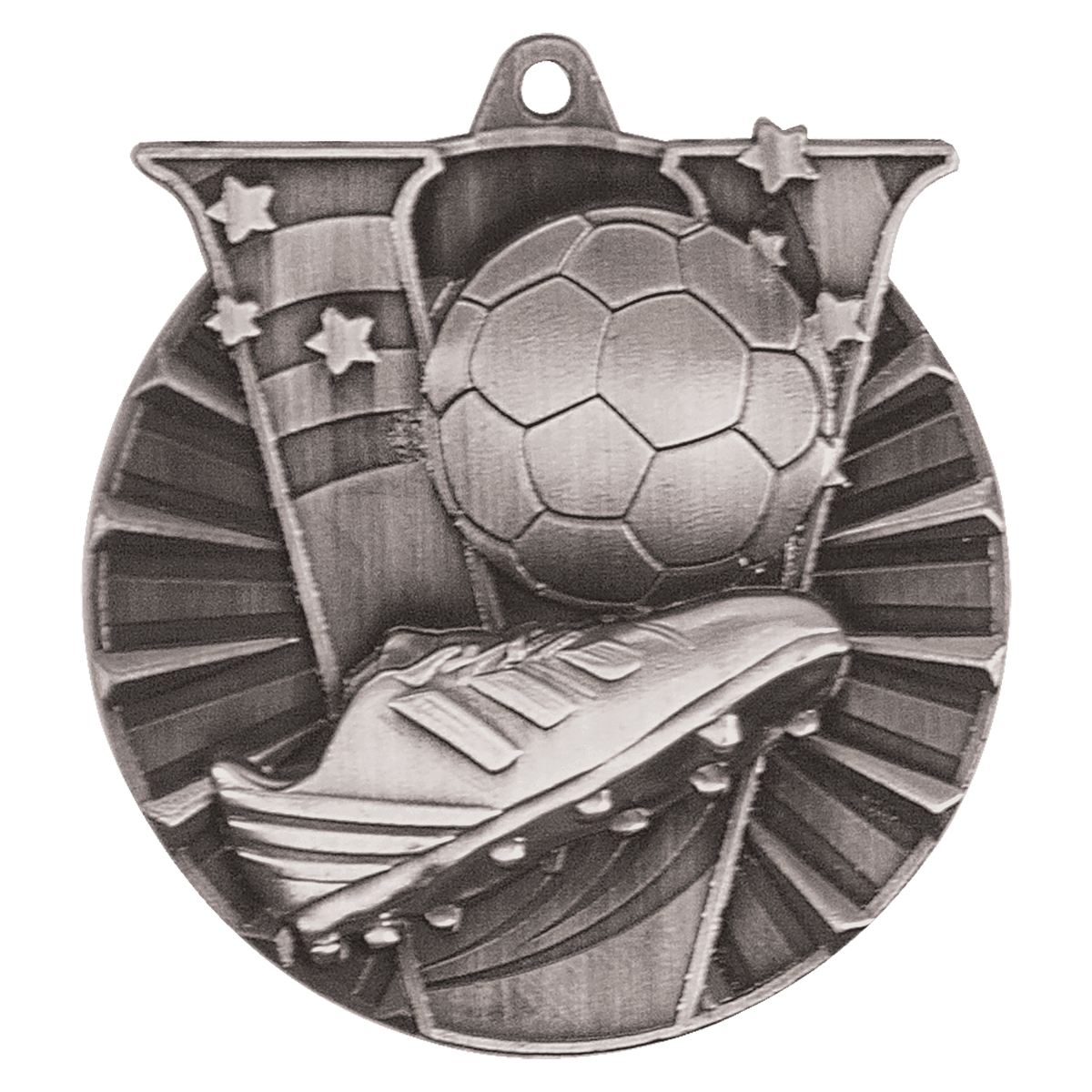 Antique Silver 2" Soccer Victory Medal