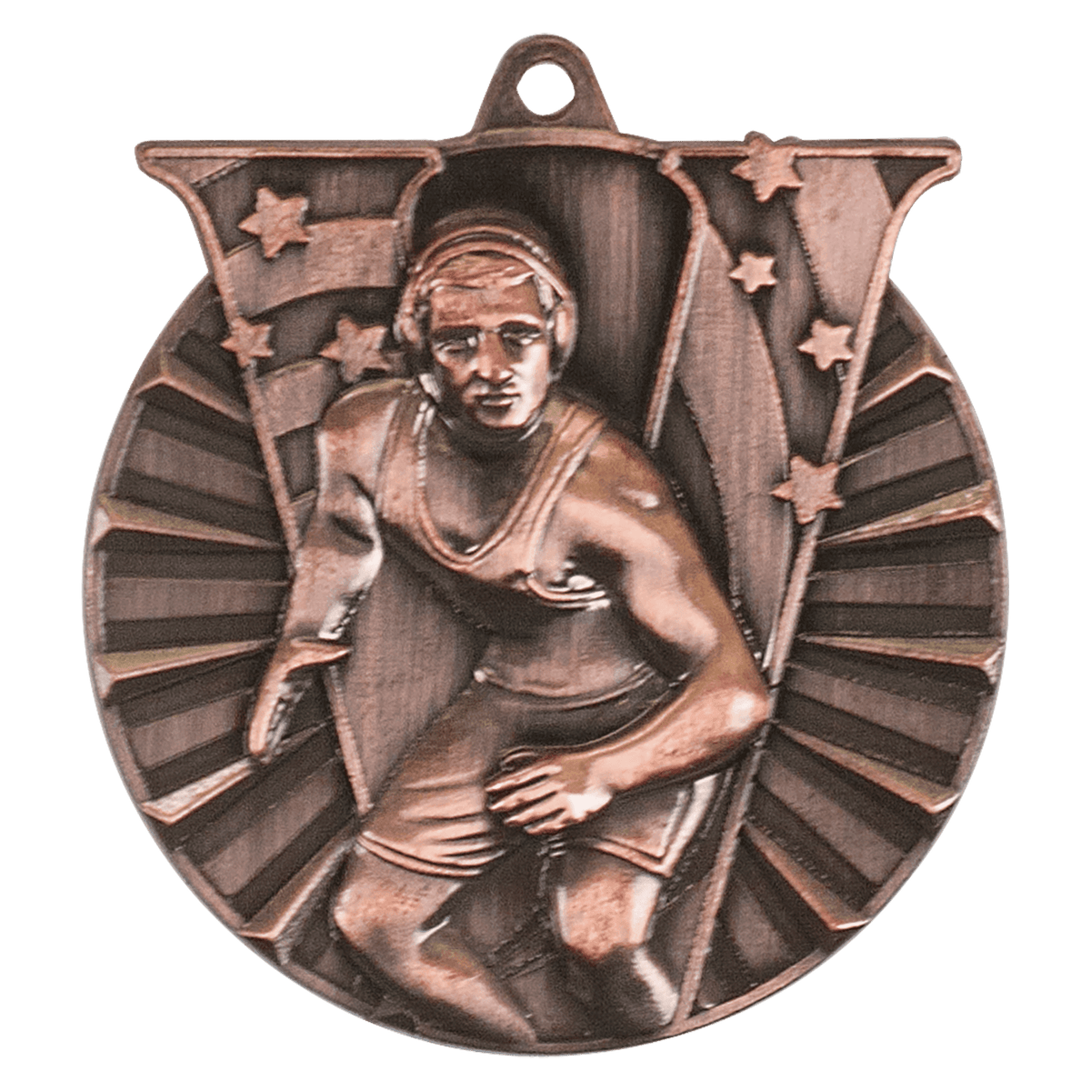 Antique Bronze 2" Wrestling Victory Medal