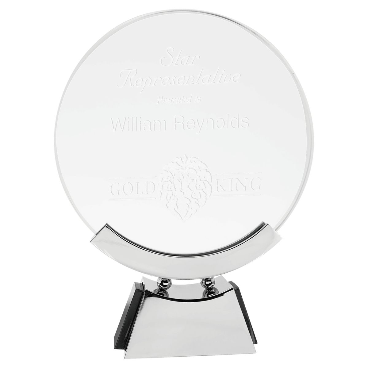 8 1/2" Round Voyager Glass with Silver/Black Base