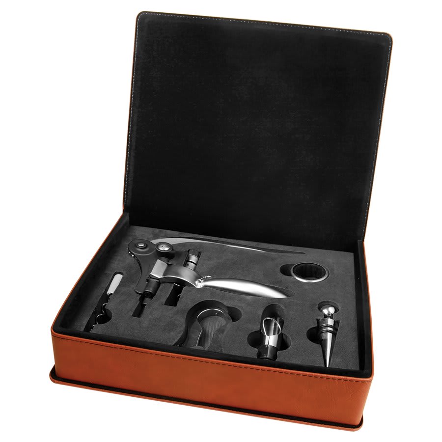 Rawhide Laserable Leatherette 5-Piece Wine Tool Gift Set